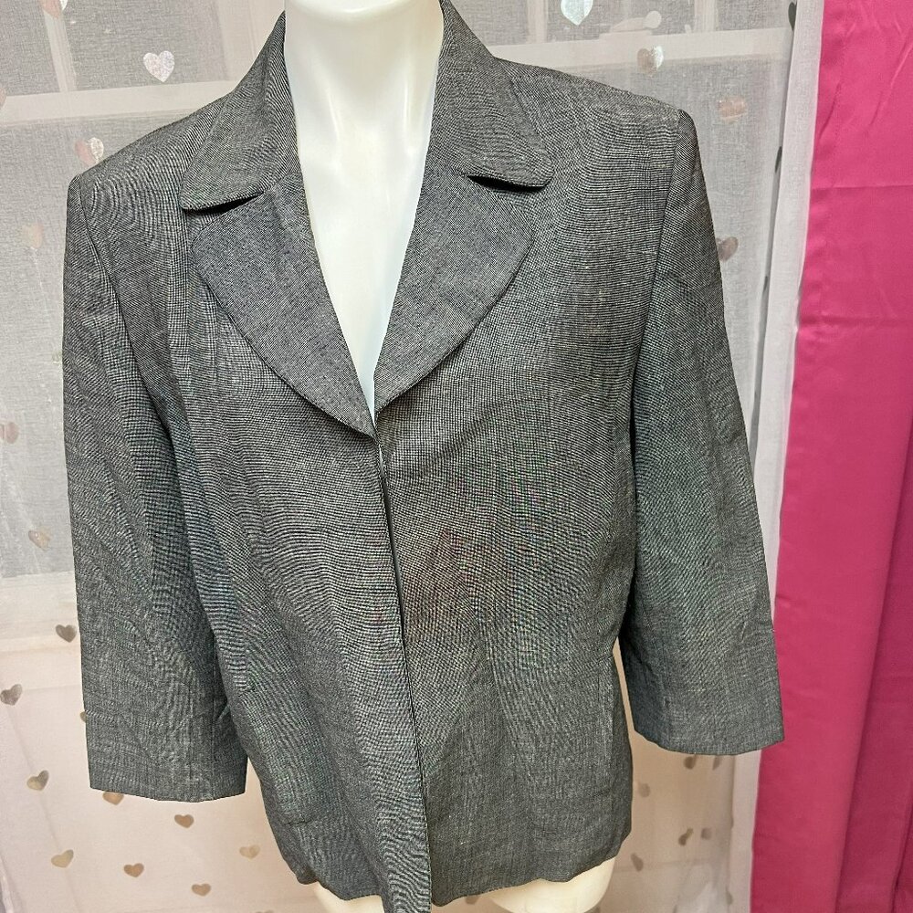 #184 Chico's Grey Dress Jacket Blazer Size 3 (16)
